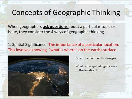 Concepts of Geographic Thinking