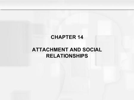 CHAPTER 14 ATTACHMENT AND SOCIAL RELATIONSHIPS