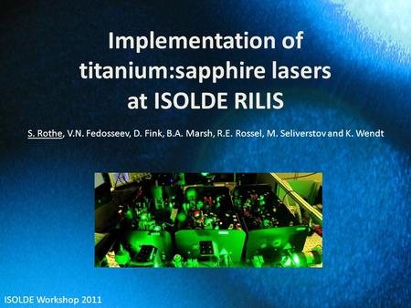 Implementation of titanium:sapphire lasers at ISOLDE RILIS