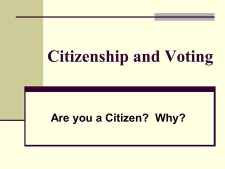 Citizenship and Voting