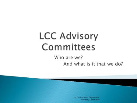 Who are we? And what is it that we do? LCC--Business Department Advisory Committee.