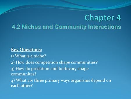 Chapter Niches and Community Interactions