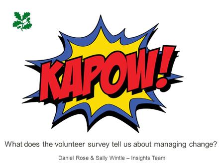 Daniel Rose & Sally Wintle – Insights Team What does the volunteer survey tell us about managing change?