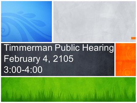 Timmerman Public Hearing February 4, 2105 3:00-4:00.