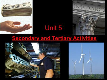 Unit 5 Secondary and Tertiary Activities Introduction to Manufacturing.