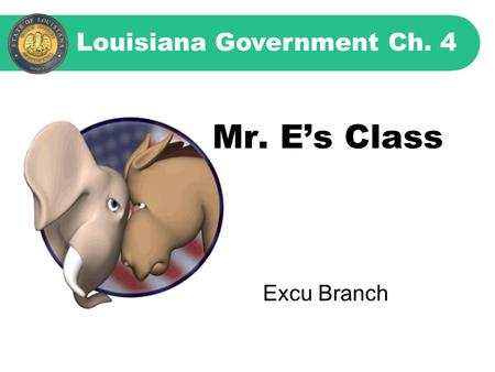 Mr. E’s Class Louisiana Government Ch. 4 Excu Branch.