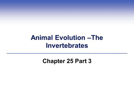 Animal Evolution –The Invertebrates Chapter 25 Part 3.