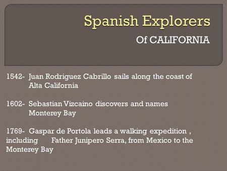 Spanish Explorers Of CALIFORNIA