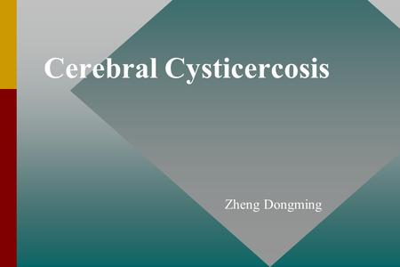 Cerebral Cysticercosis Zheng Dongming. In the central and south America and in parts of Africa and the Middle East,south-east Asia. This is the larval.