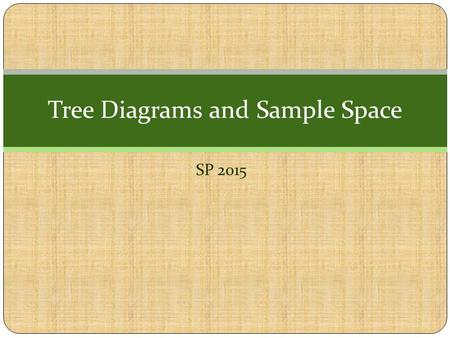 SP 2015 Tree Diagrams and Sample Space. Video 1 Video 2.