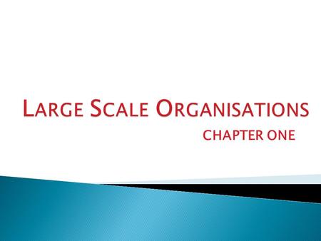 CHAPTER ONE.  Organisation – A formal or structured arrangement where two or more people work together to accomplish some specific purpose or set of.