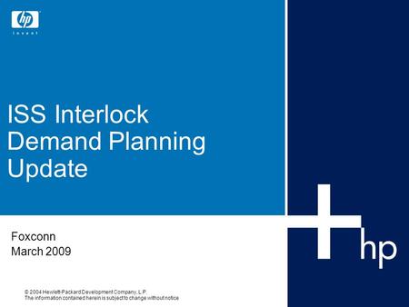 ISS Interlock Demand Planning Update