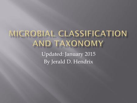 Updated: January 2015 By Jerald D. Hendrix. A. Classification Systems B. Levels of Classification C. Definition of “Species” D. Nomenclature E. Useful.