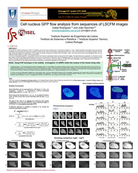 Cell nucleus GFP flow analysis from sequences of LSCFM images Isabel Rodrigues 1,2 and João Sanches 2,3