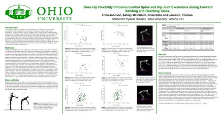 Does Hip Flexibility Influence Lumbar Spine and Hip Joint Excursions during Forward Bending and Reaching Tasks. Erica Johnson, Ashley McCallum, Brian Sabo.