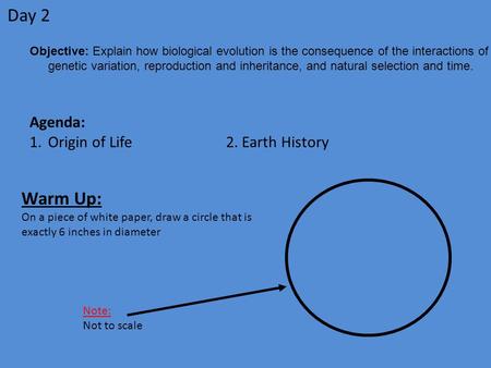 Objective: Explain how biological evolution is the consequence of the interactions of genetic variation, reproduction and inheritance, and natural selection.