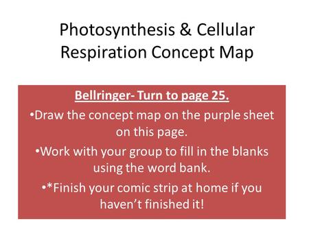 Photosynthesis & Cellular Respiration Concept Map