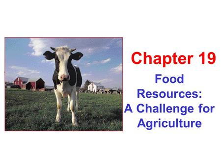Food Resources: A Challenge for Agriculture Chapter 19.