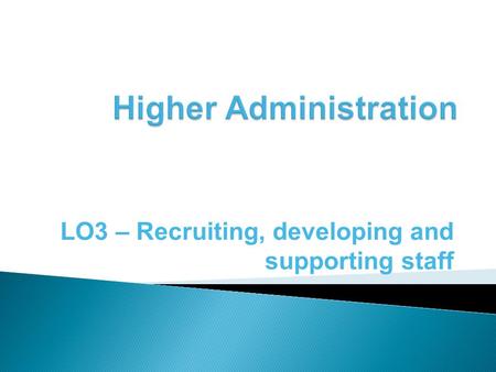 LO3 – Recruiting, developing and supporting staff.