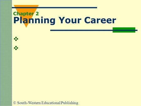 © South-Western Educational Publishing Chapter 2 Planning Your Career  
