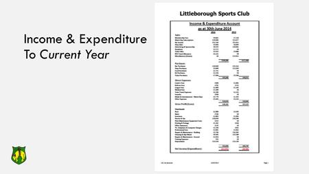 Income & Expenditure To Current Year. Balance Sheet To Current Year.