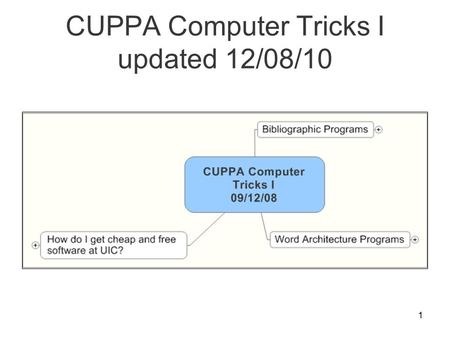 1 CUPPA Computer Tricks I updated 12/08/10. 2 Bibliographic Programs.
