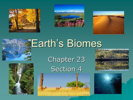 Earth’s Biomes Chapter 23 Section 4.