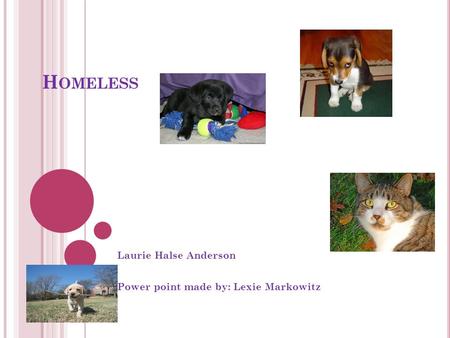H OMELESS Laurie Halse Anderson Power point made by: Lexie Markowitz.