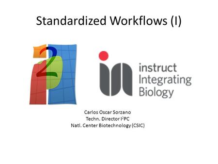 Standardized Workflows (I) Carlos Oscar Sorzano Techn. Director I 2 PC Natl. Center Biotechnology (CSIC)