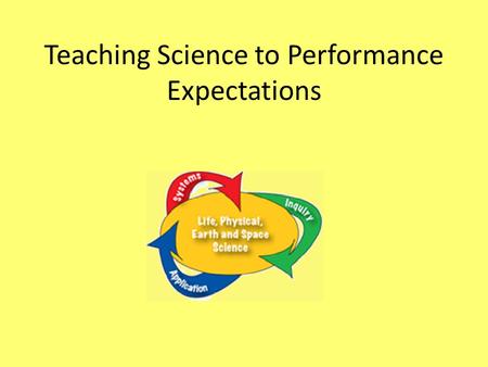 Teaching Science to Performance Expectations. Unit Organizers Rationale Standard expectations are readily available to you in a teacher friendly format.