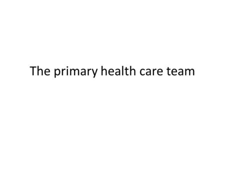 The primary health care team. Practice Manager.