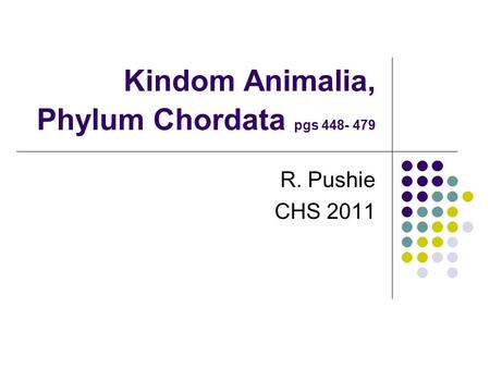 Kindom Animalia, Phylum Chordata pgs