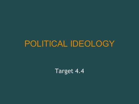 POLITICAL IDEOLOGY Target 4.4. 4a Q: What distinguishes a Democrat from a Republican? A: Political ideology = Beliefs and/or convictions regarding political.