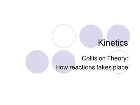 Kinetics Collision Theory: How reactions takes place.