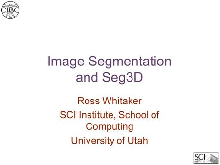 Image Segmentation and Seg3D Ross Whitaker SCI Institute, School of Computing University of Utah.