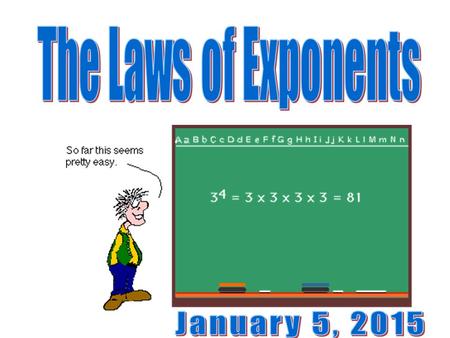 Exponents Power base exponent 53 53 means 3 factors of 5 or 5 x 5 x 5.