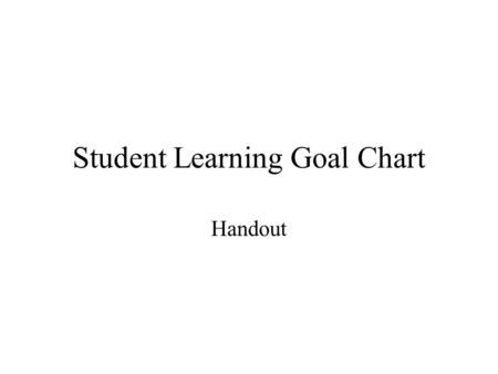 Student Learning Goal Chart Handout Pre-Algebra Learning Goal Student will understand rational and real numbers.