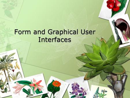 Form and Graphical User Interfaces. Lesson plan More about queries More about entering data into a table Form.