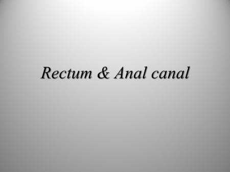 Rectum & Anal canal.