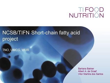 NCSB/TIFN Short-chain fatty acid project TNO, UMCG, WUR