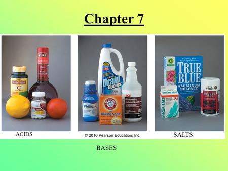 Chapter 7 ACIDS BASES SALTS. Acid-Base Chemistry: Acid - Any substance that produces H + ions when dissolved in H 2 O. This was a definition discovered.