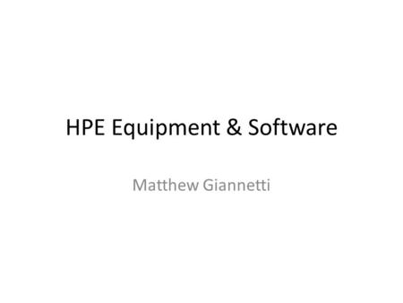 HPE Equipment & Software