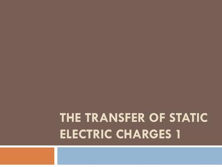 THE TRANSFER OF STATIC ELECTRIC CHARGES 1. Charged Objects  The study of static electric charges is called ____________  An electroscope is an instrument.
