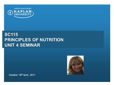 Principles of Nutrition Unit 4 Seminar