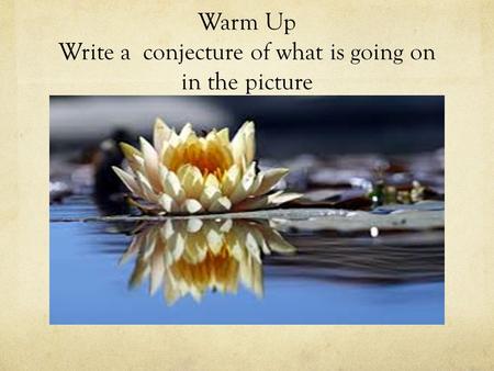 Warm Up Write a conjecture of what is going on in the picture.