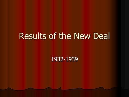 Results of the New Deal 1932-1939. Warm-up Debate Debrief Debate Debrief What did you like about the debate? What did you like about the debate? What.