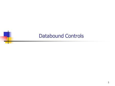 1 Databound Controls. 2 Objectives You will be able to use design time data binding to display and update SQL Server database data without writing any.