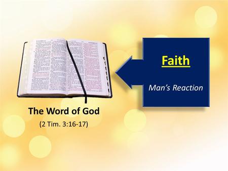 The Word of God Faith Man’s Reaction Faith Man’s Reaction (2 Tim. 3:16-17)