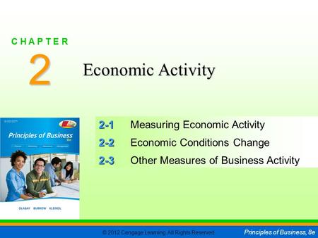 © 2012 Cengage Learning. All Rights Reserved. Principles of Business, 8e C H A P T E R 2 SLIDE 1 2-1 2-1Measuring Economic Activity 2-2 2-2Economic Conditions.