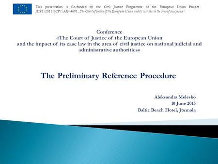 The Preliminary Reference Procedure